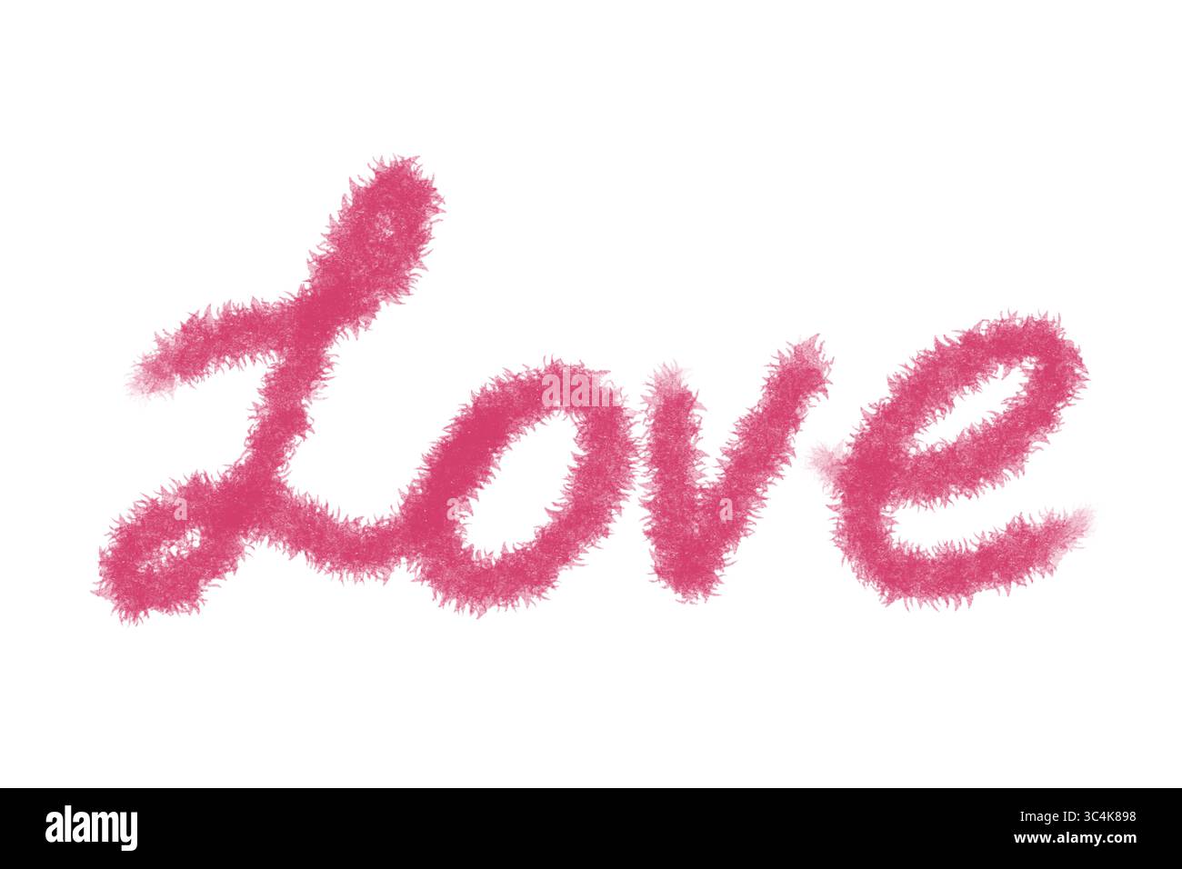 Scritta Pink Love disegnata a mano, parola d'amore scritta a mano con pennello in pelliccia, Love Typography png isolata su sfondo trasparente Foto Stock