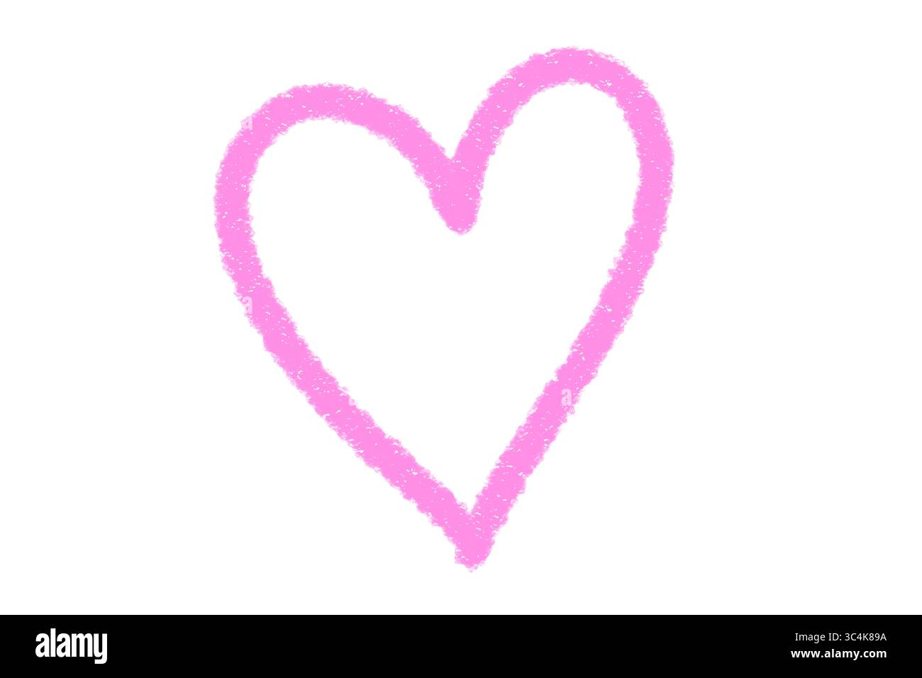 Icona a forma di scarabocchio a forma di cuore disegnato a mano, simbolo amore stile schizzo rosa, isolato su sfondo trasparente Foto Stock