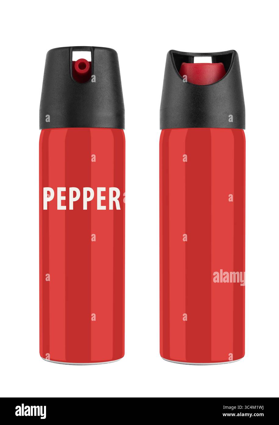 Gas lacrimogeni o spray al pepe, isolati su sfondo bianco Foto Stock