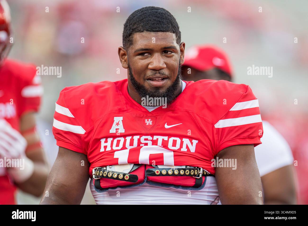 8 settembre 2018: Il defensive tackle degli Houston Cougars ed Oliver (10) prima di una partita di football NCAA tra gli Arizona Wildcats e gli Houston Cougars al TDECU Stadium di Houston, Texas. Houston ha vinto la partita 45 a 18...Trask Smith/CSM(Credit Image: &Copy; Trask Smith/CSM via ZUMA Wire) Foto Stock