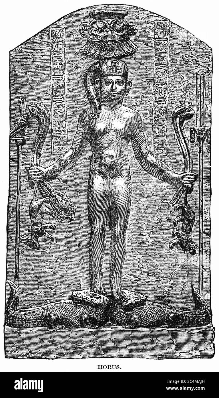 7 aprile 2018 - USA - Horus, Ancient Egyptian Deity, Illustration, Cyclopedia of Universal History, volume 1, The Ancient World, di John Clark Ridpath, The Jones Brothers Publishing Company, 1885 (Credit Image: © JT Vintage/Glasshouse via ZUMA Wire) Foto Stock