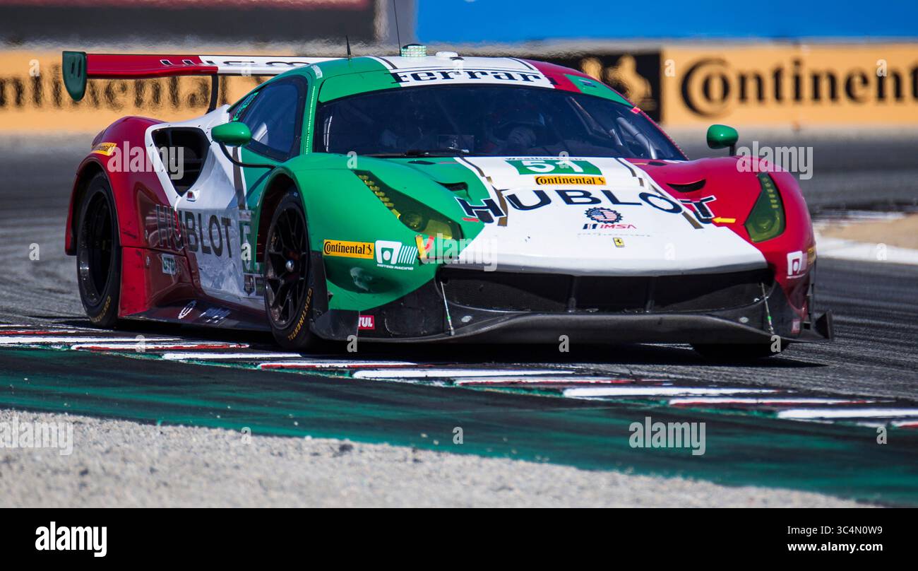 09 settembre 2018 Monterey, CA, U.S.A. # 51 i piloti Ozz Negri / Fransisco Piovanetti hanno corso un tempo veloce sul giro 1:26,447 durante la gara americana Tire 250 per il Campionato IMSA WeatherTech Sport Car al WeatherTech Raceway Laguna Seca Monterey, CA Thurman James / CSM(Credit Image: &Copy; Thurman James/CSM via ZUMA Wire) Foto Stock