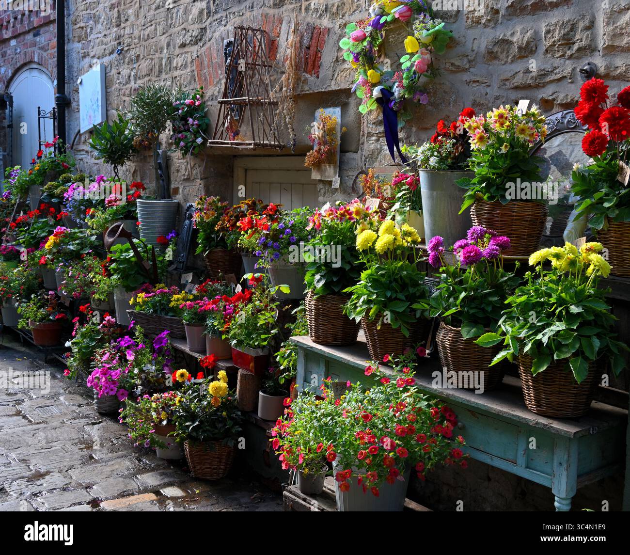 Negozio di fiori del villaggio Foto Stock