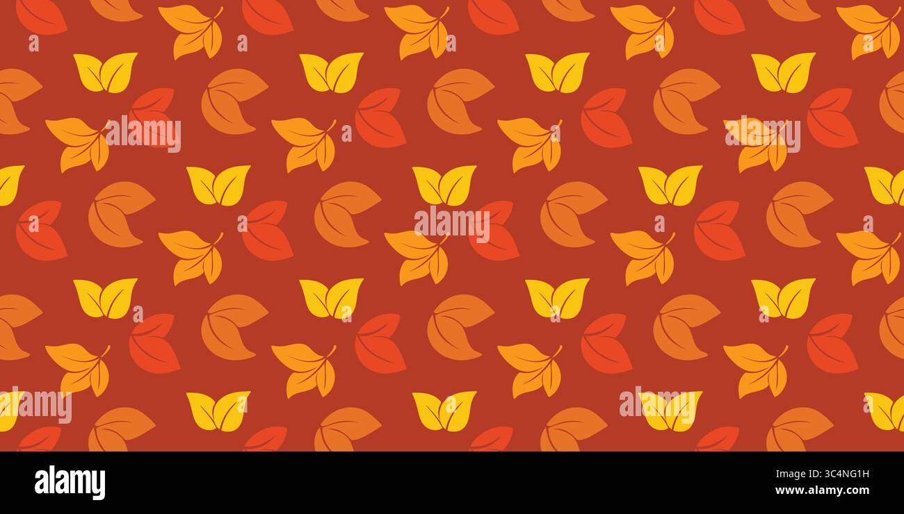 Motivo armonioso e senza cuciture autunnale con fogliame colorato. Motivo con piastrelle autunnali. Lascia lo sfondo stagionale. Stampa continua autunnale per tessuti, des Illustrazione Vettoriale