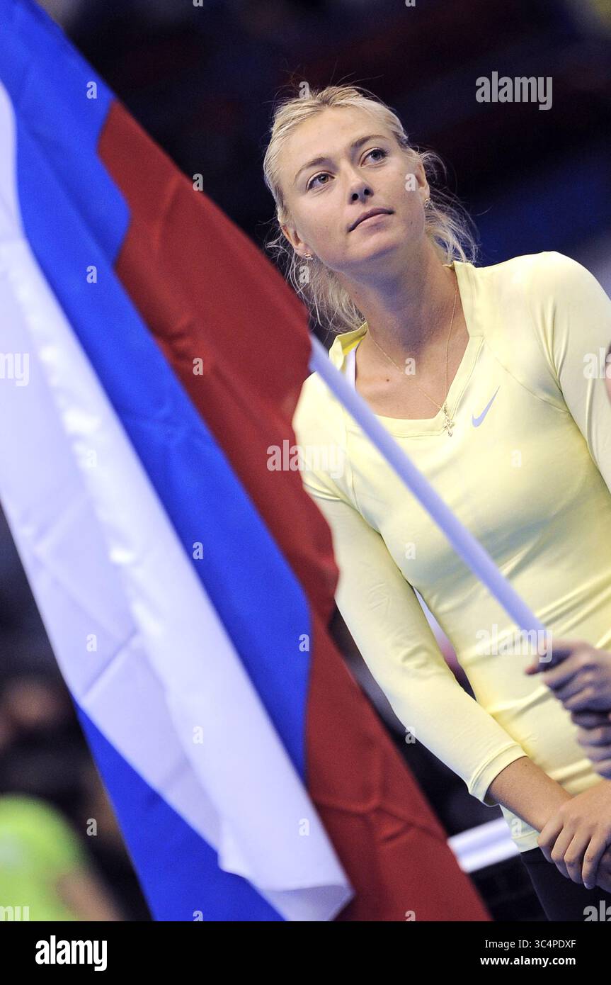 Milano Italia 01/12/2012: Maria Sharapova, tennista russa, durante l'evento di tennis "la grande Sfida" al Mediolanum Forum. Foto Stock