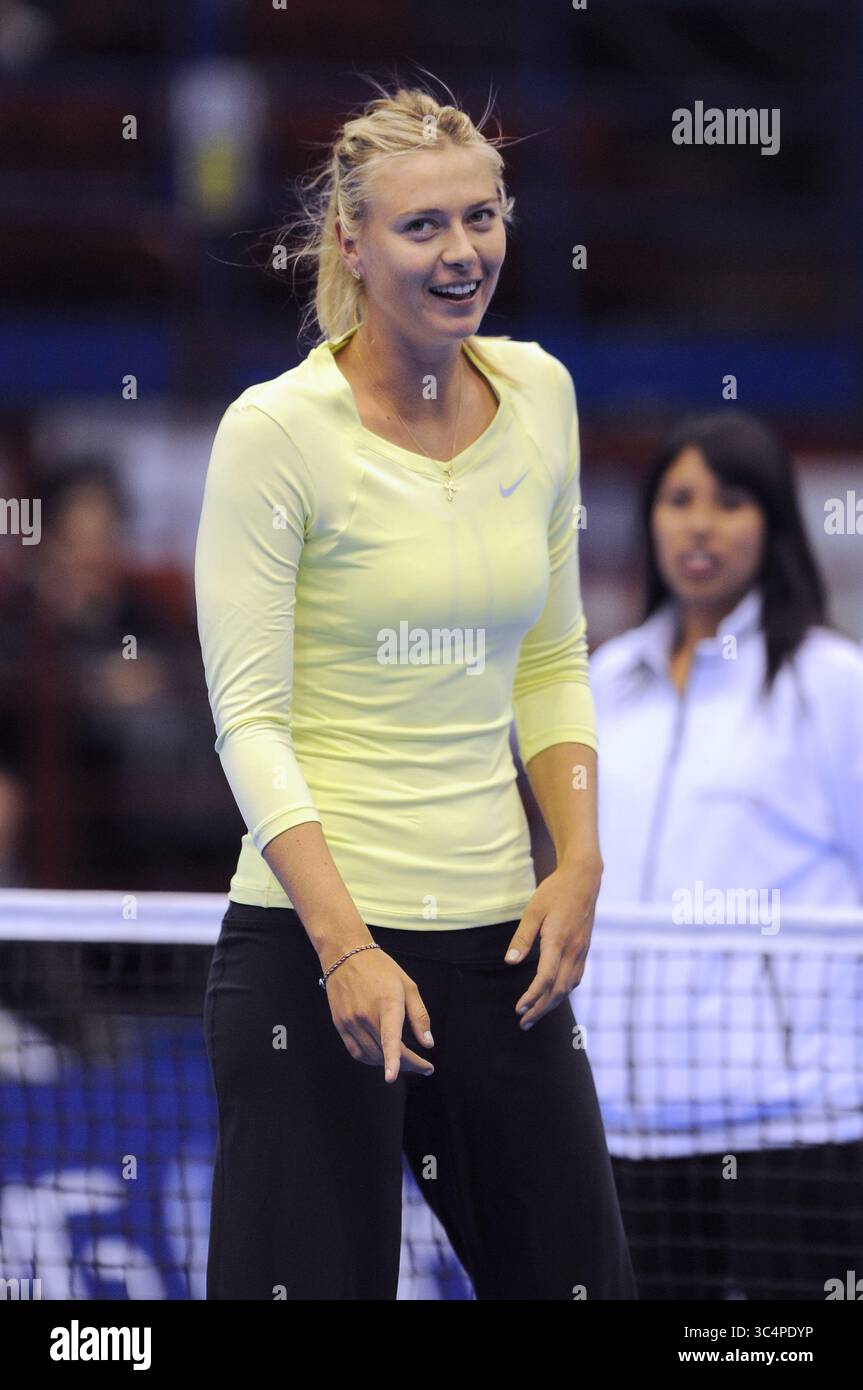 Milano Italia 01/12/2012: Maria Sharapova, tennista russa, durante l'evento di tennis "la grande Sfida" al Mediolanum Forum. Foto Stock
