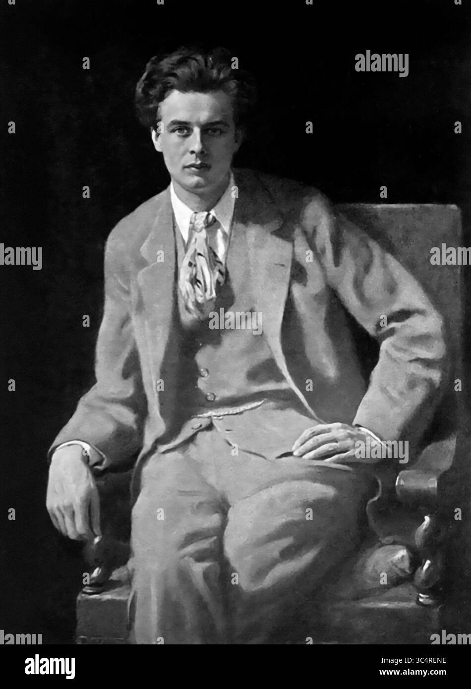 Aldous Huxley, Ritratto dello scrittore e filosofo inglese, Aldous Leonard Huxley (1894-1963) dipinto di John Collier, 1927 Foto Stock