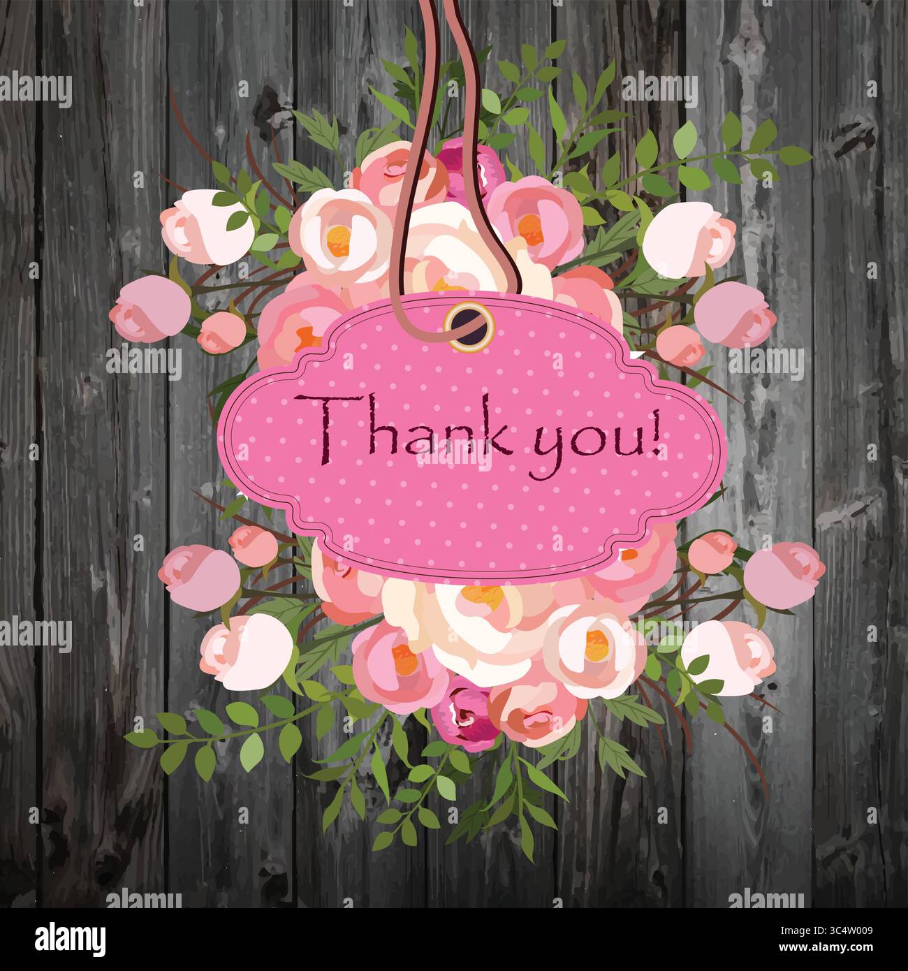 Grazie Wooden Flower background Design Illustrazione Vettoriale