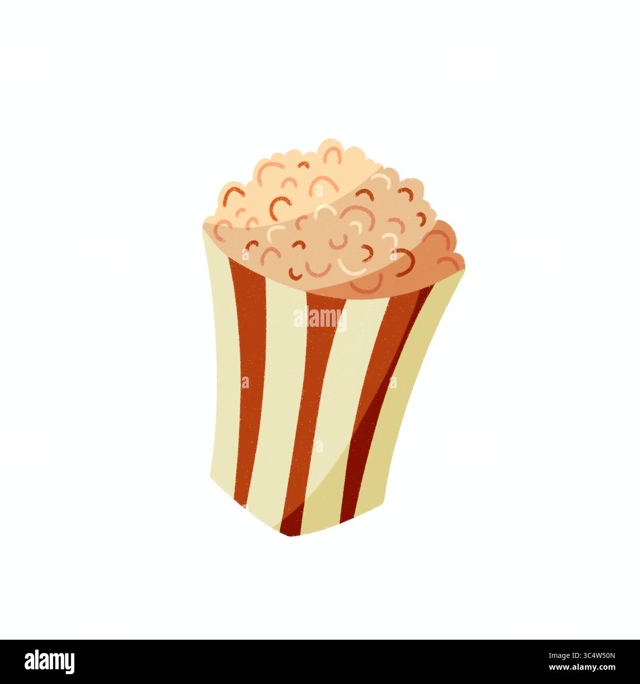 immagine di una scatola di popcorn riempita con popcorn. Design isolato ideale per spuntini cinematografici e grafica notturna Foto Stock