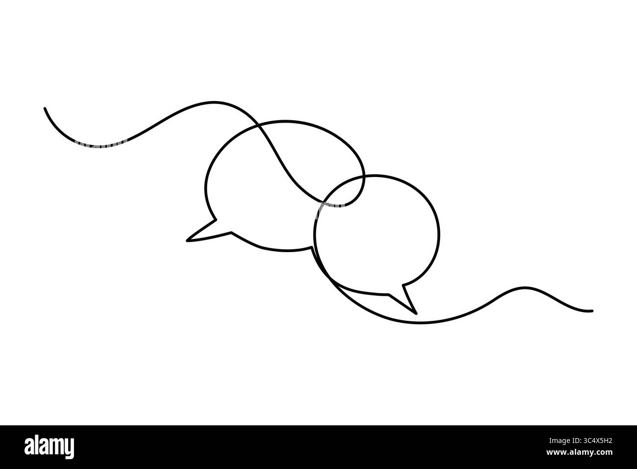 Disegno minimalista continuo su una linea dell'icona a forma di bolla isolata su uno sfondo bianco pulito Illustrazione Vettoriale