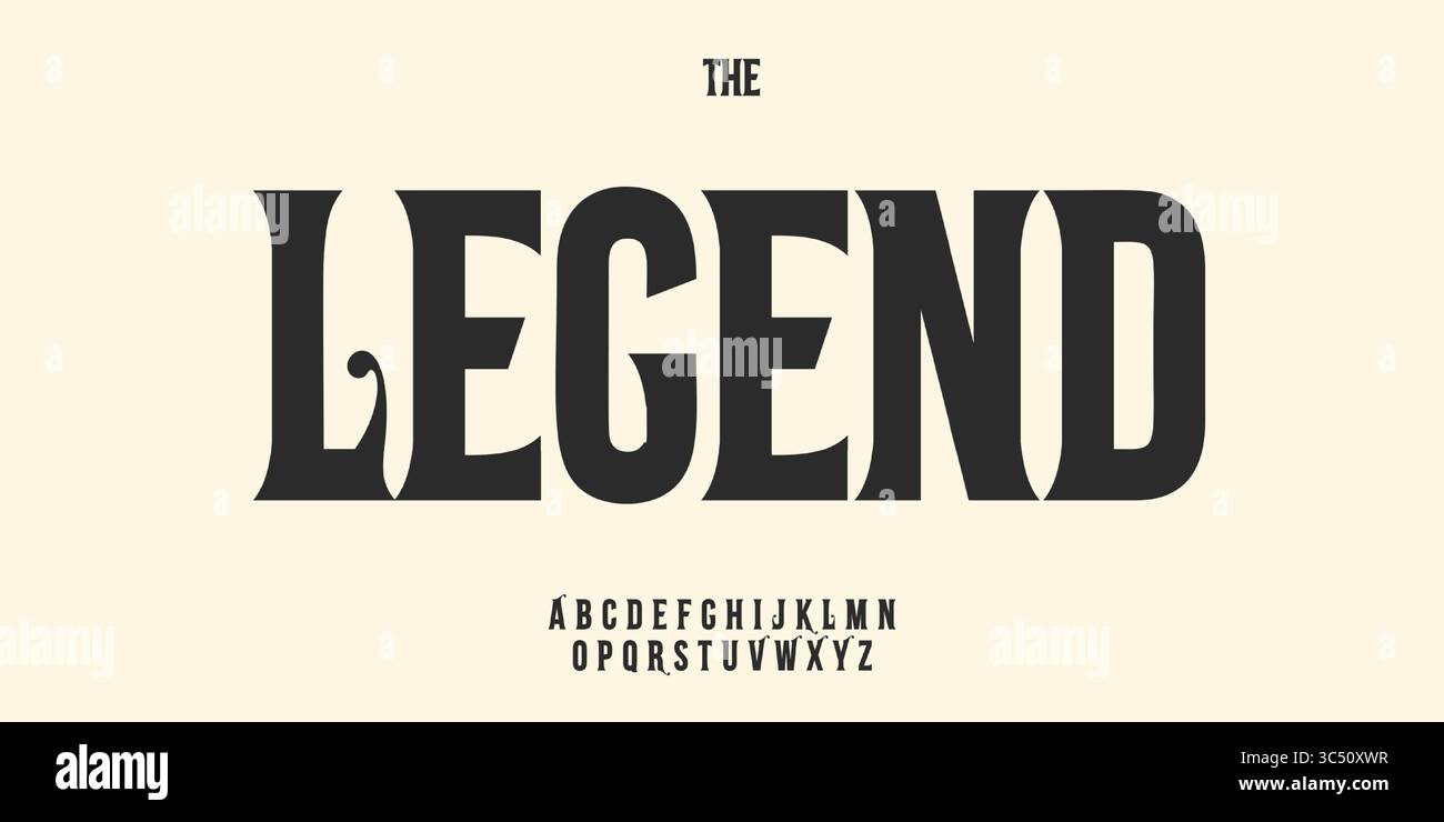 Elegante alfabeto serif vintage, lettere audaci, font da fiaba retrò per il titolo del logo del libro, logo classico, Halloween gotico decorato Illustrazione Vettoriale