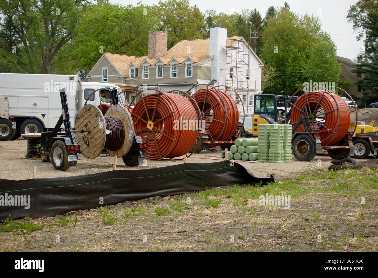 Condotto per cavo elettrico per nuovo progetto di alloggiamento. St Paul, Minnesota, Minnesota, Stati Uniti Foto Stock