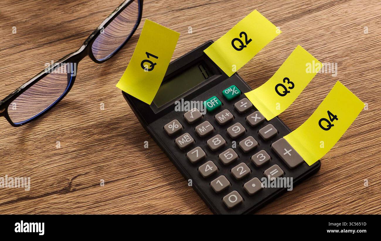 Pianificazione aziendale strategica, revisione finanziaria trimestrale Foto Stock