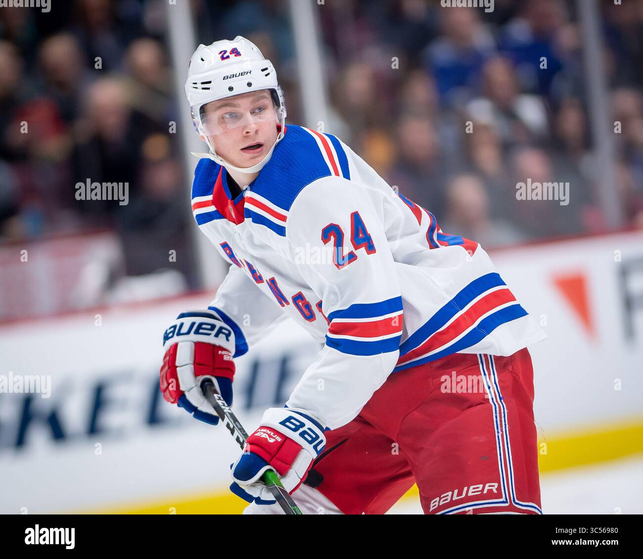 4 gennaio 2020: L'ala destra dei Rangers Kaapo Kakko (24) in azione durante la partita NHL tra i New-York Rangers e i Vancouver Canucks alla Rogers Arena di Vancouver, Canada. Dom Gagne/CSM(immagine di credito: &Copy; dom Gagne/CSM tramite cavo ZUMA) Foto Stock
