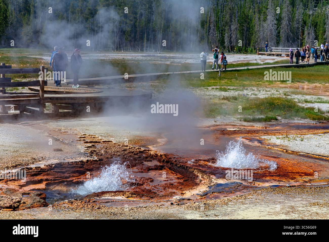 Boiling Springs è una delle caratteristiche termali più suggestive del Black Sand Basin nel parco nazionale di Yellowstone. Foto Stock