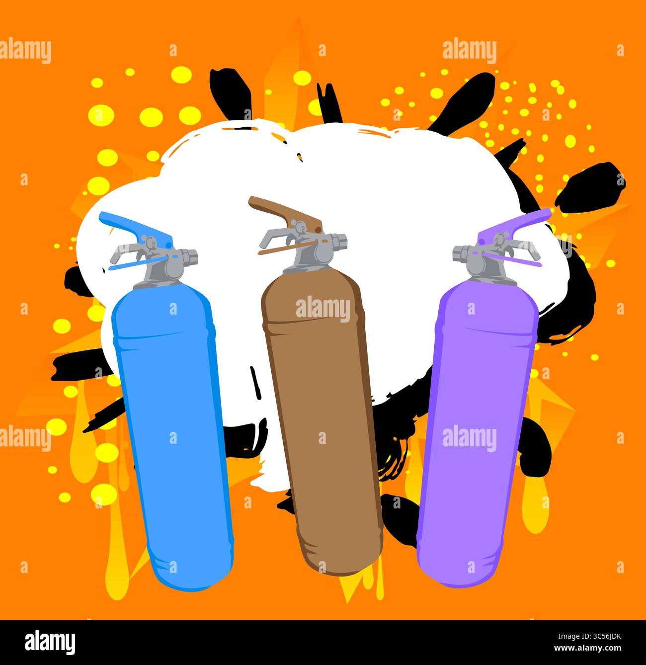 Graffiti per estintori. Decorazione astratta di Street art moderna eseguita in stile di pittura urbana. Illustrazione Vettoriale