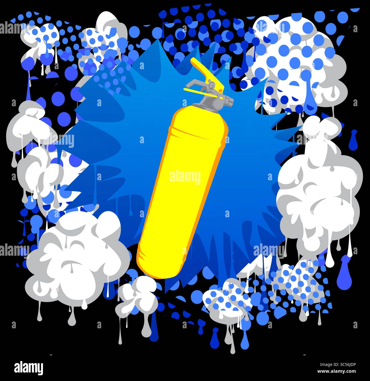 Graffiti per estintori. Decorazione astratta di Street art moderna eseguita in stile di pittura urbana. Illustrazione Vettoriale