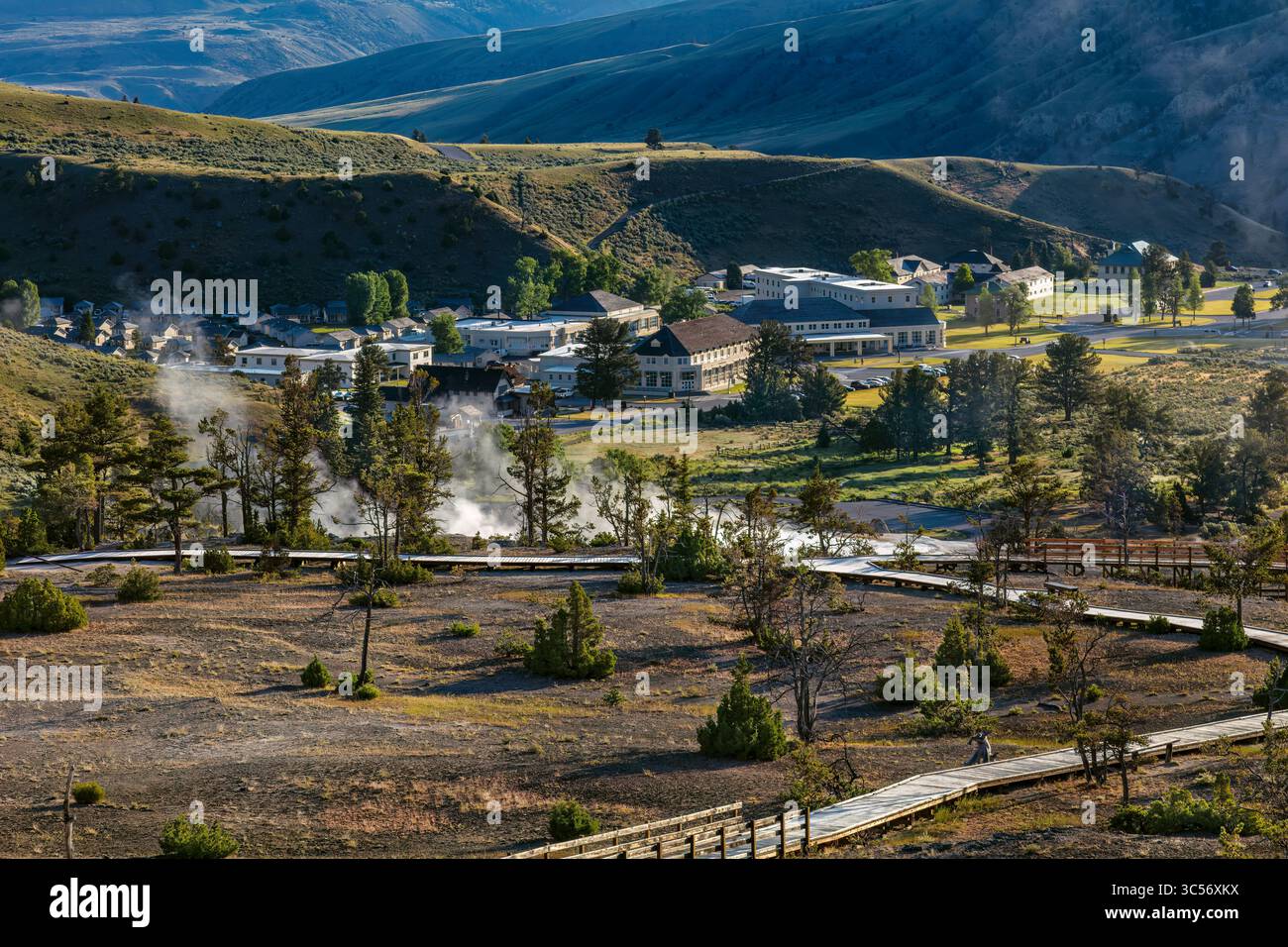 Mammoth Hot Springs nel Parco Nazionale di Yellowstone Foto Stock