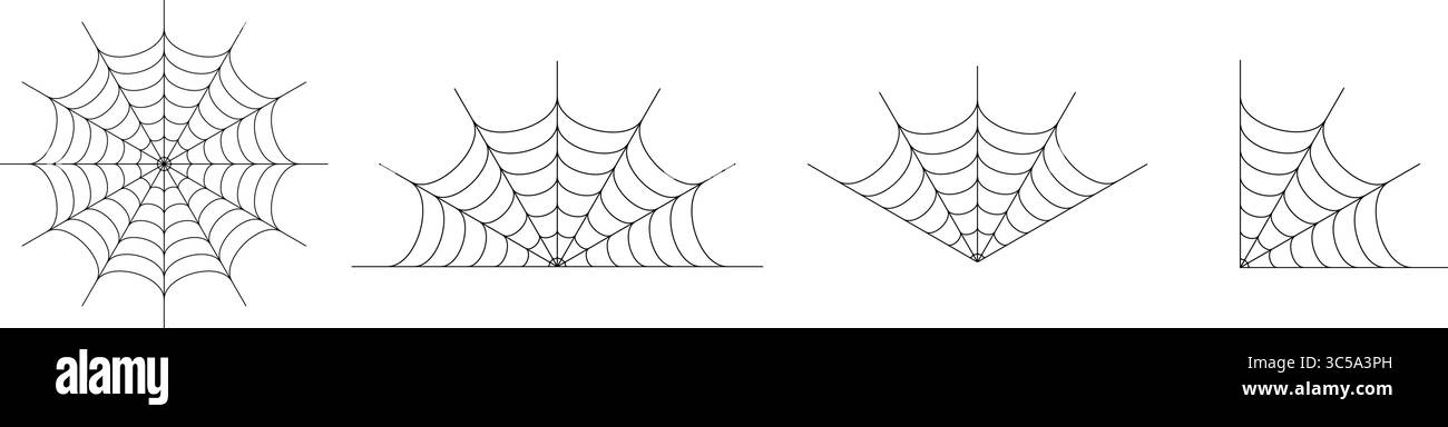 Quattro distinti design geometrici in bianco e nero con motivi intricati e disposizioni simmetriche di forme e linee. Illustrazione Vettoriale