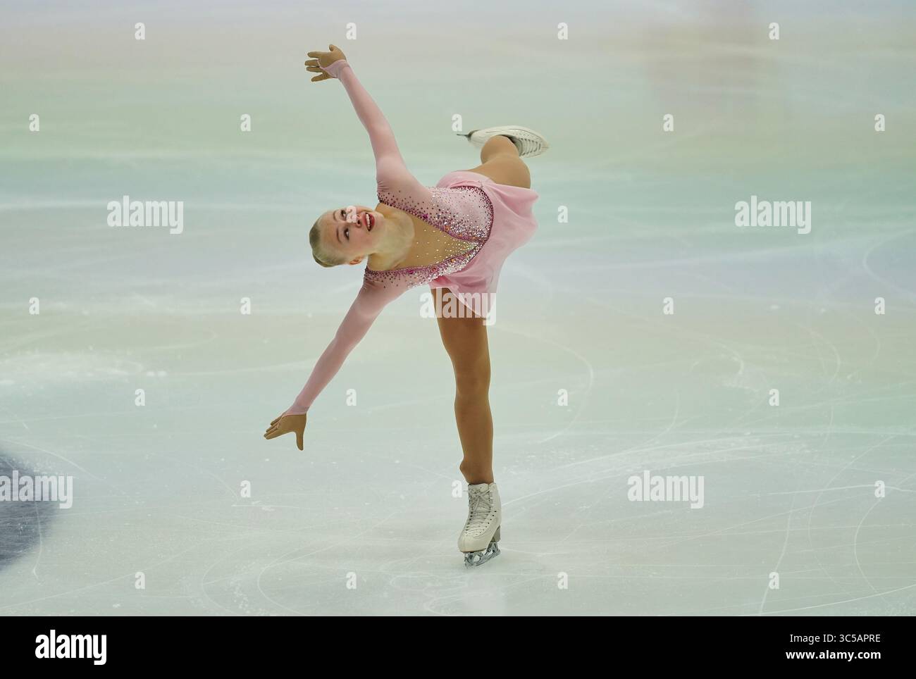 24 gennaio 2020: Linnea Ceder della Finlandia in azione durante il programma Ladies Short ai Campionati europei di pattinaggio di figura ISU a Steiermarkhalle, Graz, Austria (Credit Image: &Copy; Ulrik Pedersen/CSM via ZUMA Wire) Foto Stock