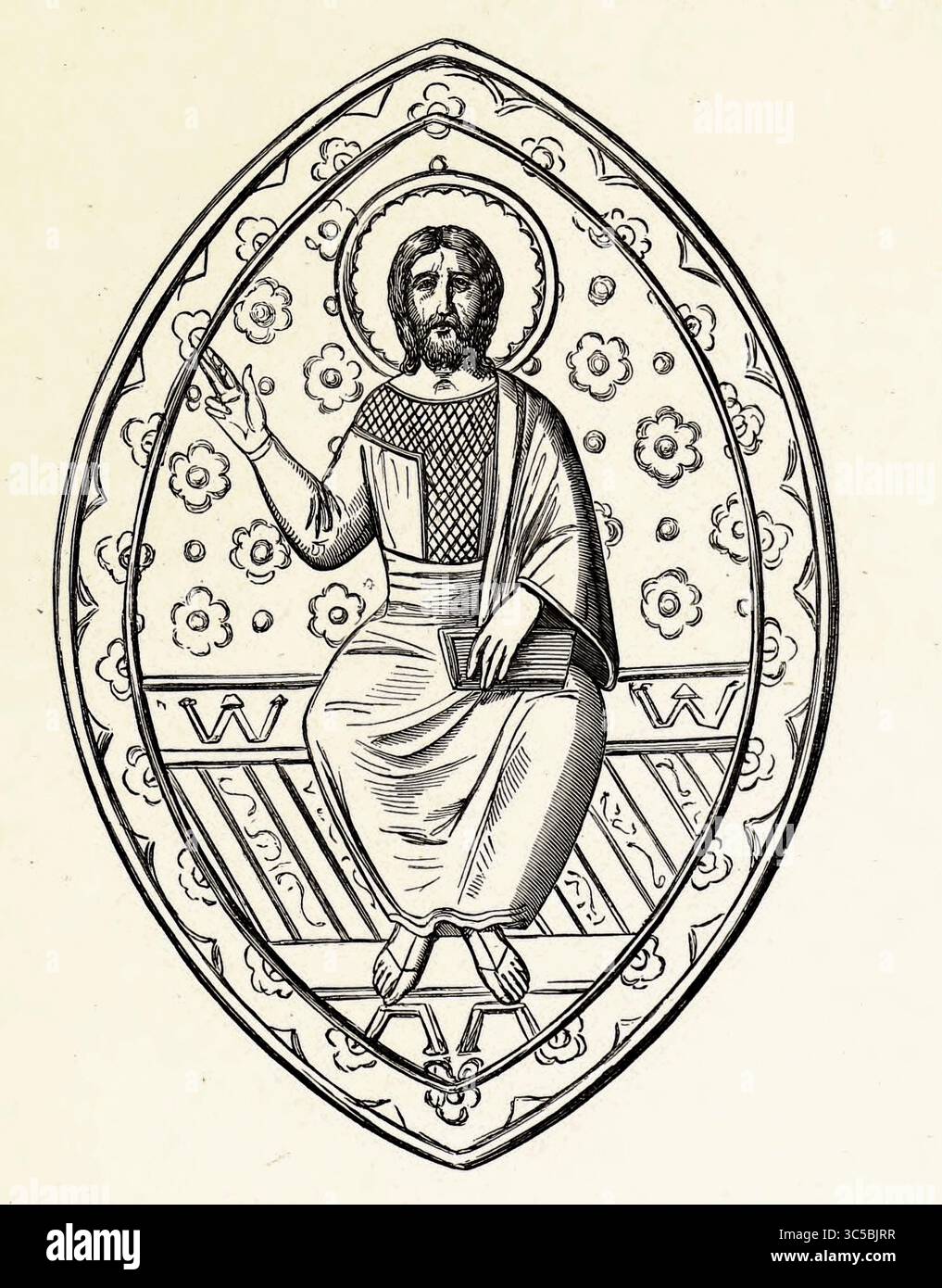 Un amuleto o talismano, destinato ad essere indossato sotto l'abito, come simbolo segreto o cabalistico, per cui i membri della Chiesa possono essere riconosciuti l'uno dall'altro, o, cosa più probabile, come un fascino contro le influenze malvagie. L'opera viene eseguita interamente in smalto su metallo. Dalla somiglianza di Cristo: Essendo un'indagine sulla verisimilitudine della somiglianza ricevuta dal nostro Beato Signore da Eafio, Tommaso, 1813-1873; Bayliss, Wyke, signore, 1835-1906 pubblicato nel 1886 Foto Stock