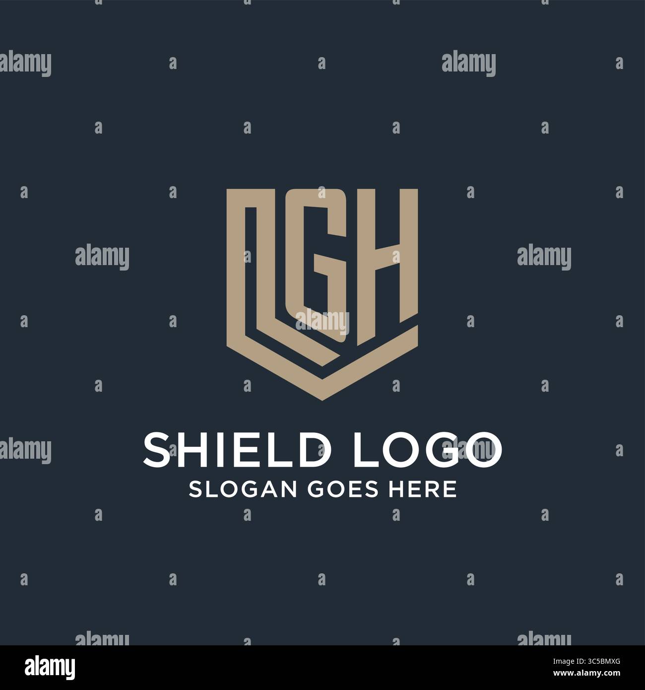 La protezione iniziale del logo GH forma il logo idea grafica vettoriale Illustrazione Vettoriale