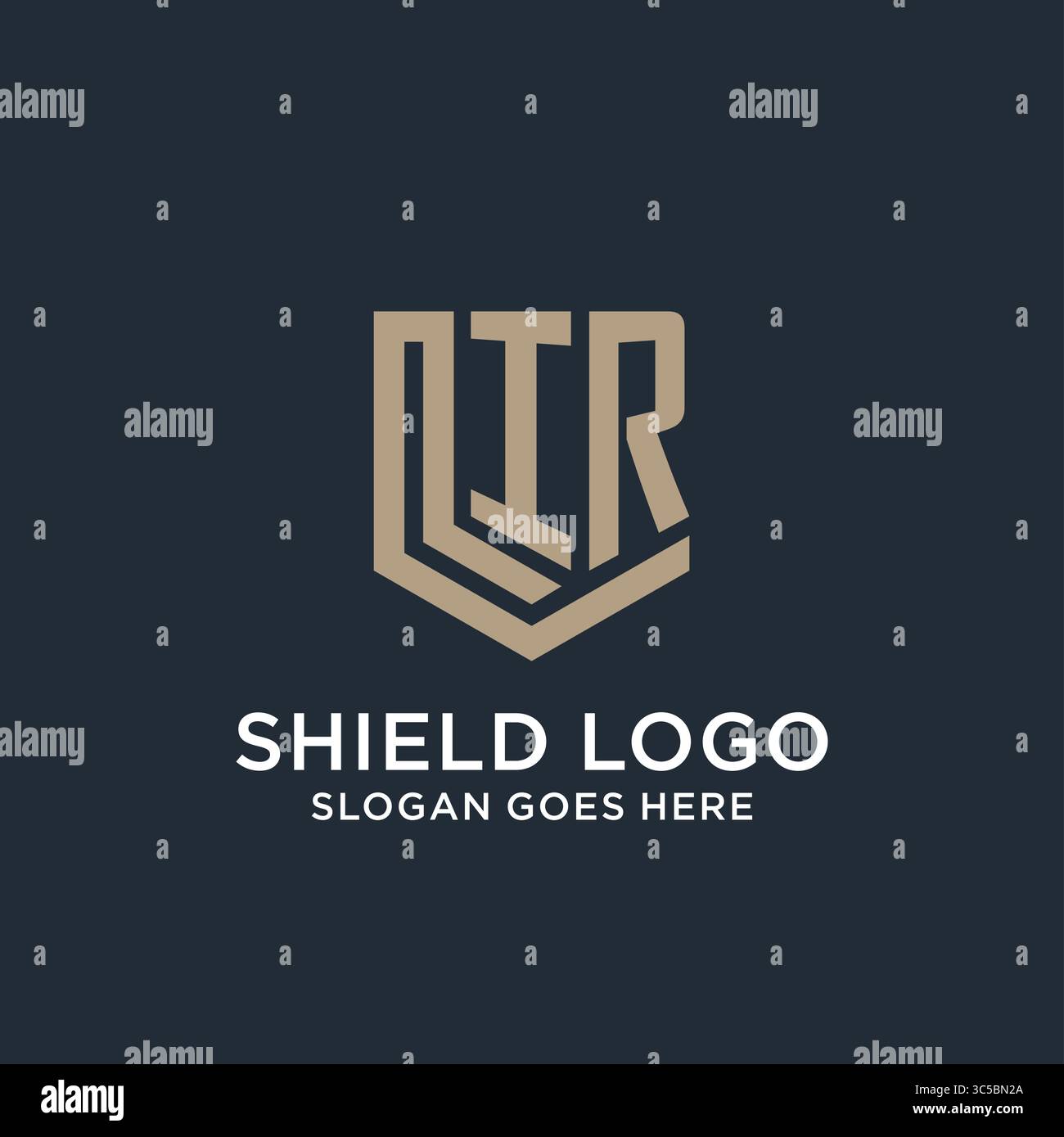 La protezione iniziale del logo IR forma il logo idea grafica vettoriale Illustrazione Vettoriale