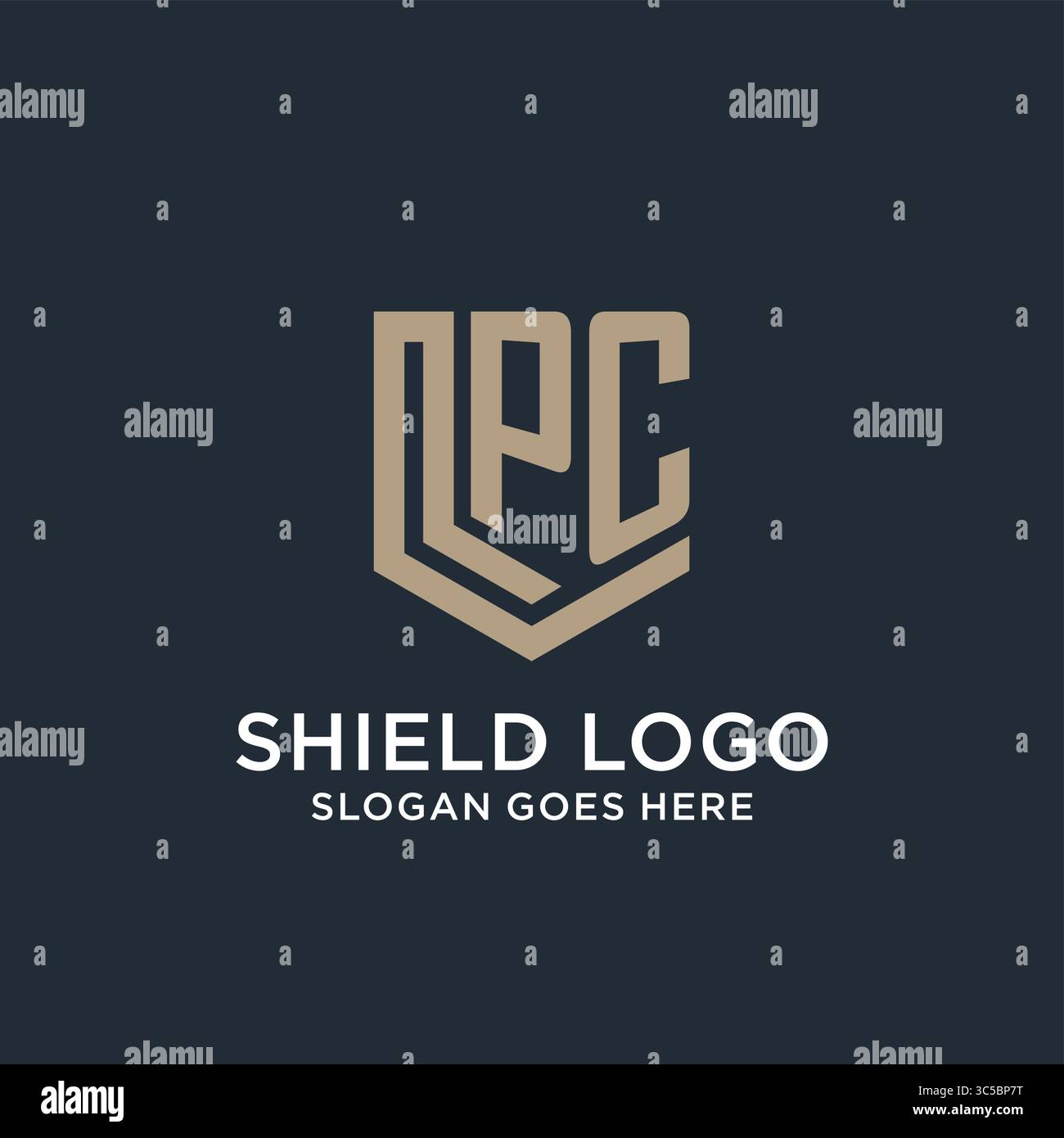 La protezione iniziale del logo del PC forma il logo idea grafica vettoriale Illustrazione Vettoriale