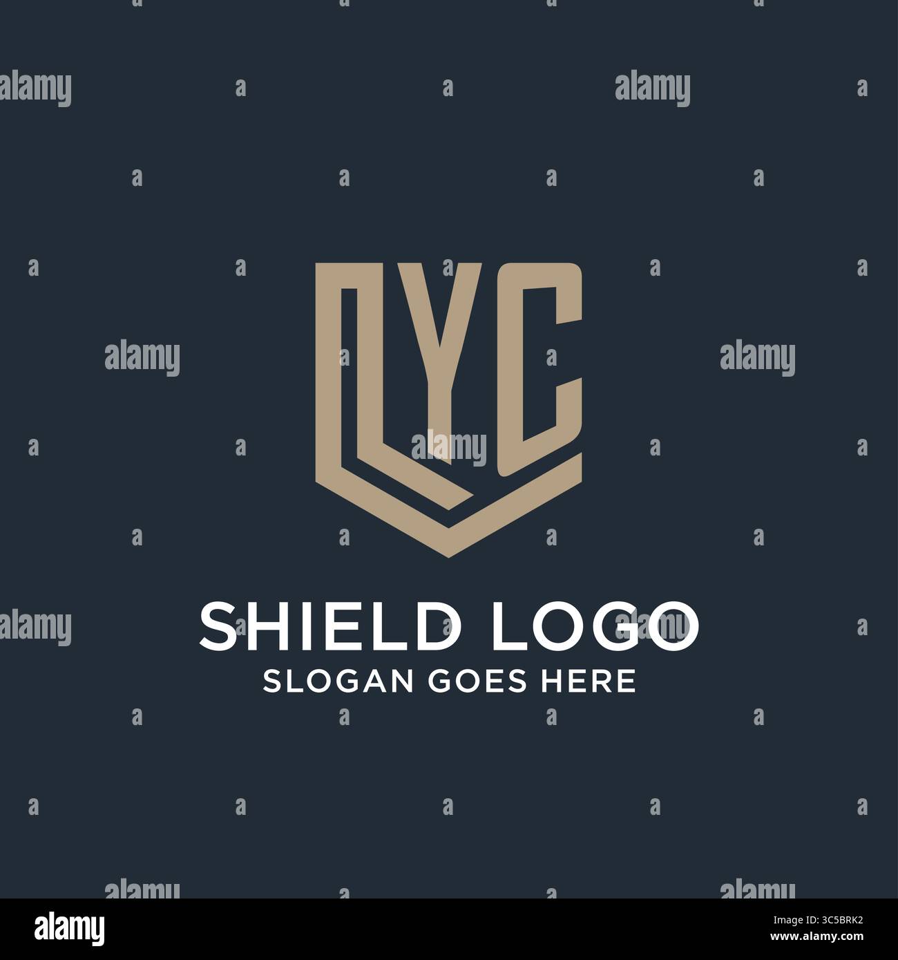 La protezione iniziale del logo YC forma il logo idea grafica vettoriale Illustrazione Vettoriale