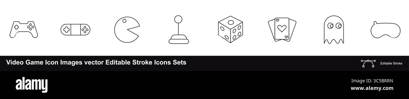 Immagini icone di videogiochi Set di icone di traccia modificabili vettoriali Illustrazione Vettoriale
