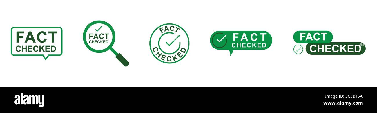 I timbri di controllo dei fatti e il vettore dell'illustrazione per l'icona del segno di spunta del supporto diverso Illustrazione Vettoriale