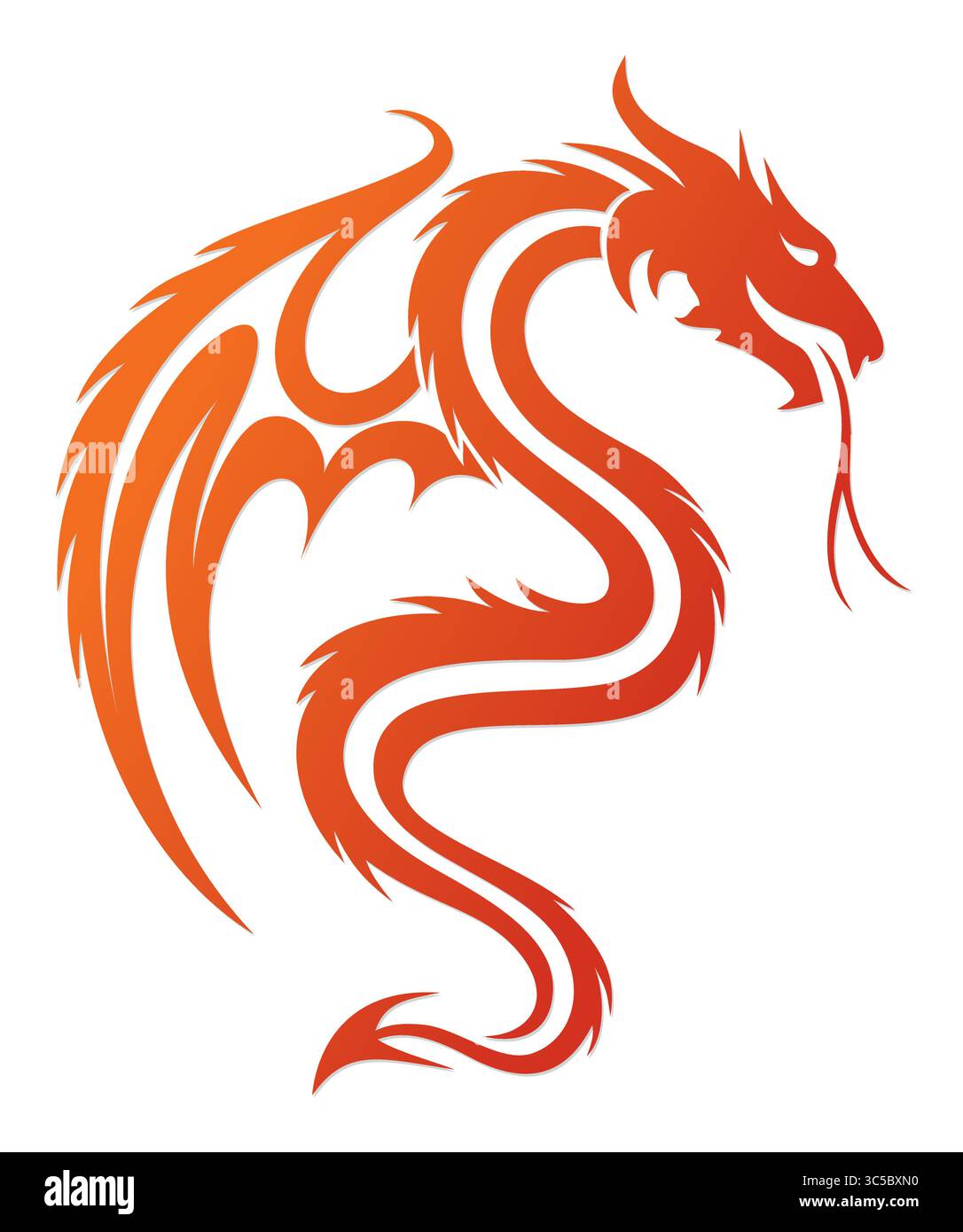 Simbolo del drago stilizzato con le ali. Illustrazione Vettoriale