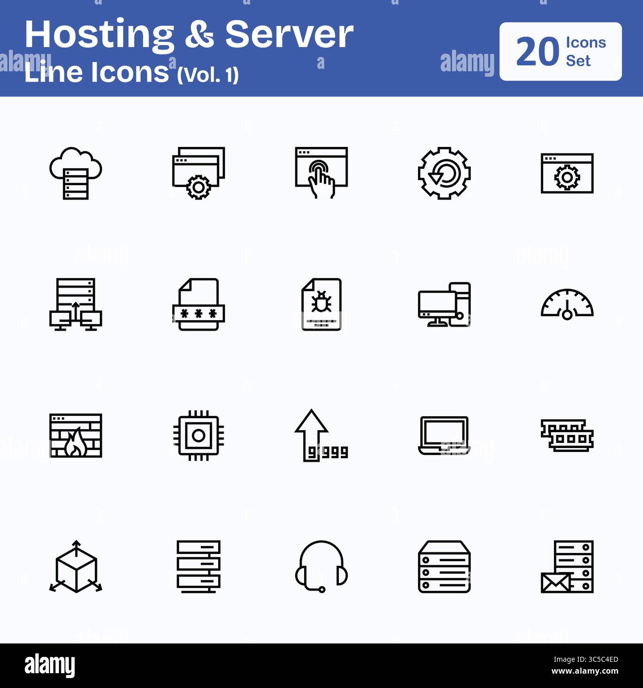 Icone linea server e hosting (Vol. 1) Illustrazione Vettoriale