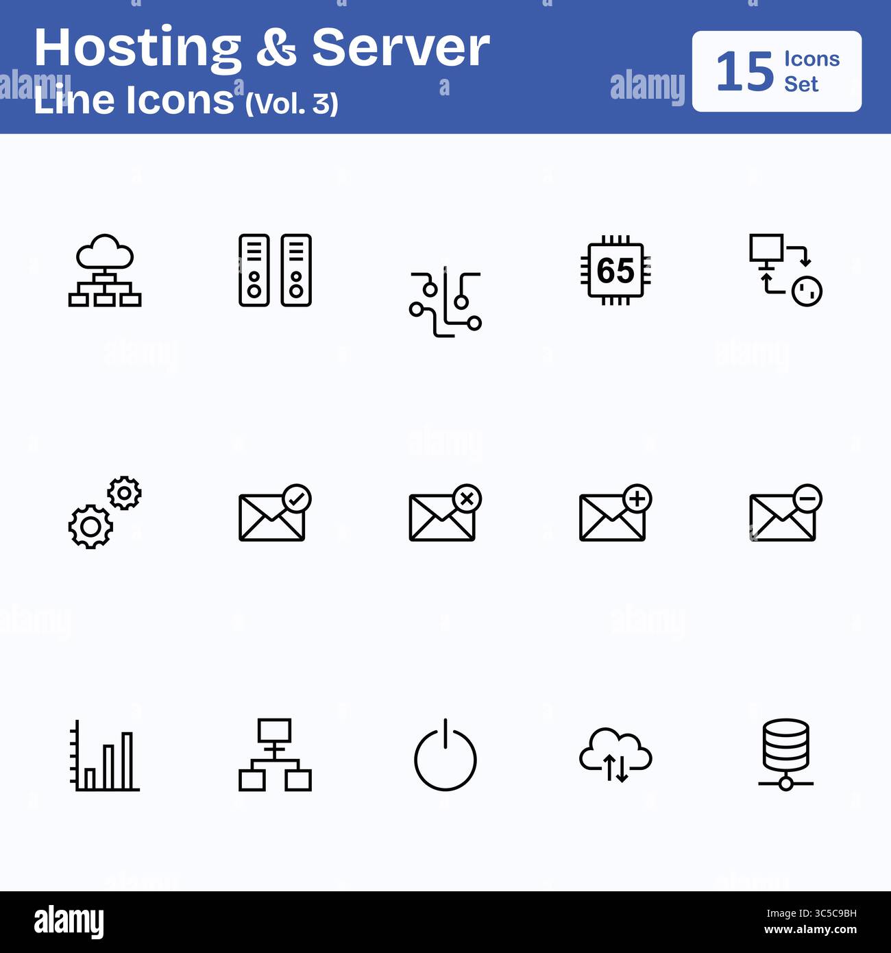 Icone linea server e hosting (Vol. 3) Illustrazione Vettoriale