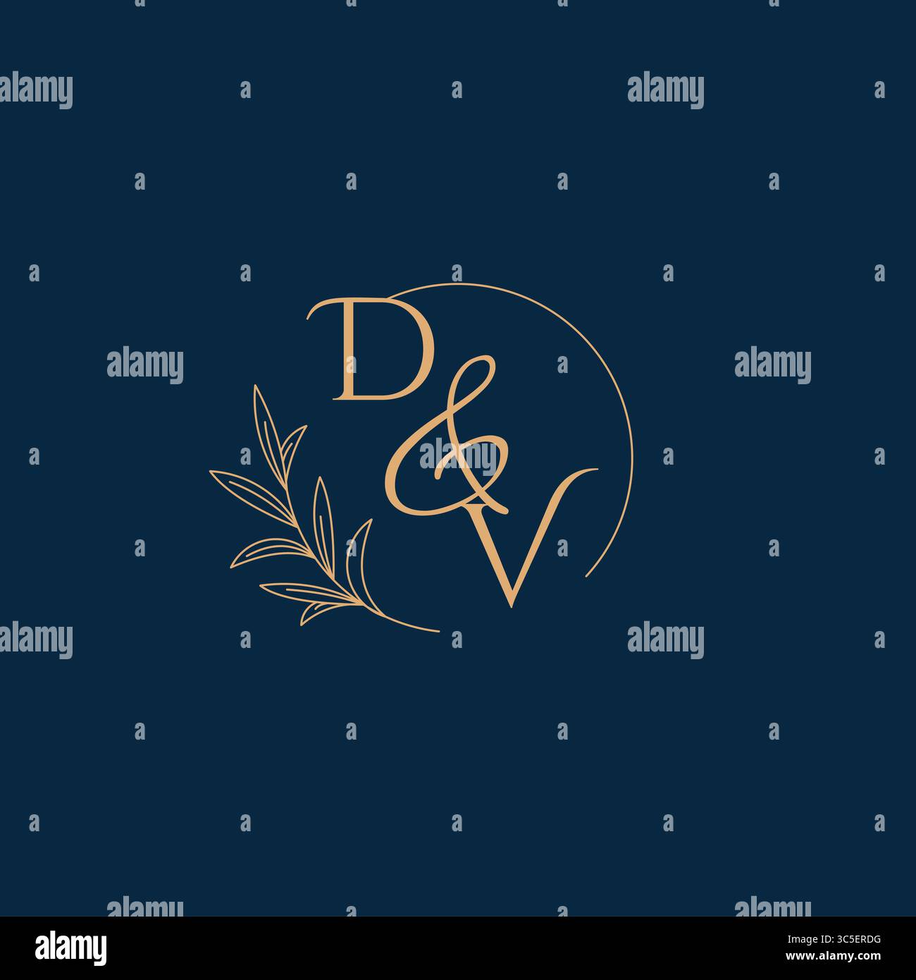 Logo DV Initial Wedding Monogram con grafica vettoriale minimalista Illustrazione Vettoriale