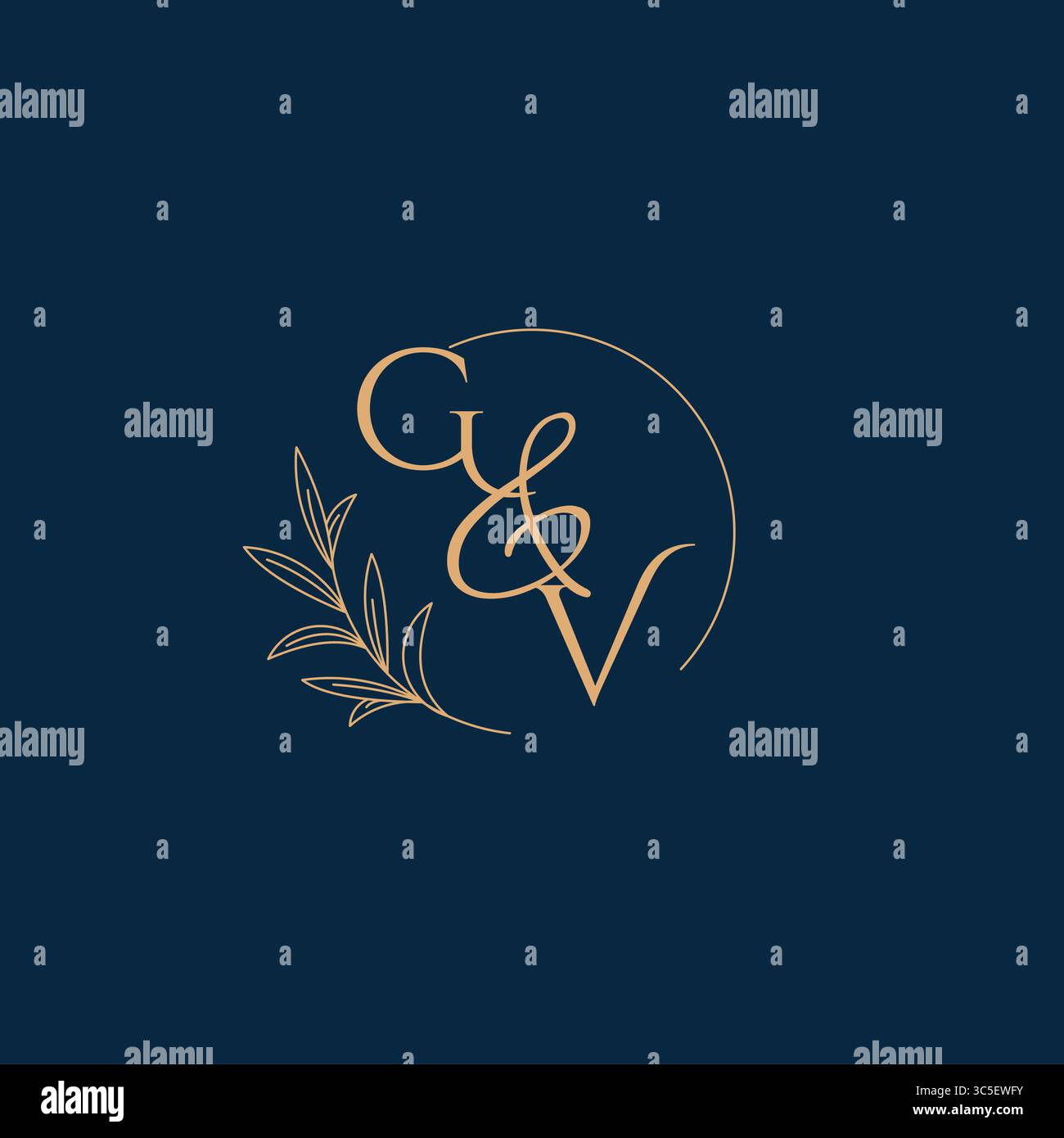 Logo GV Initial Wedding Monogram con grafica vettoriale stile minimalista Illustrazione Vettoriale