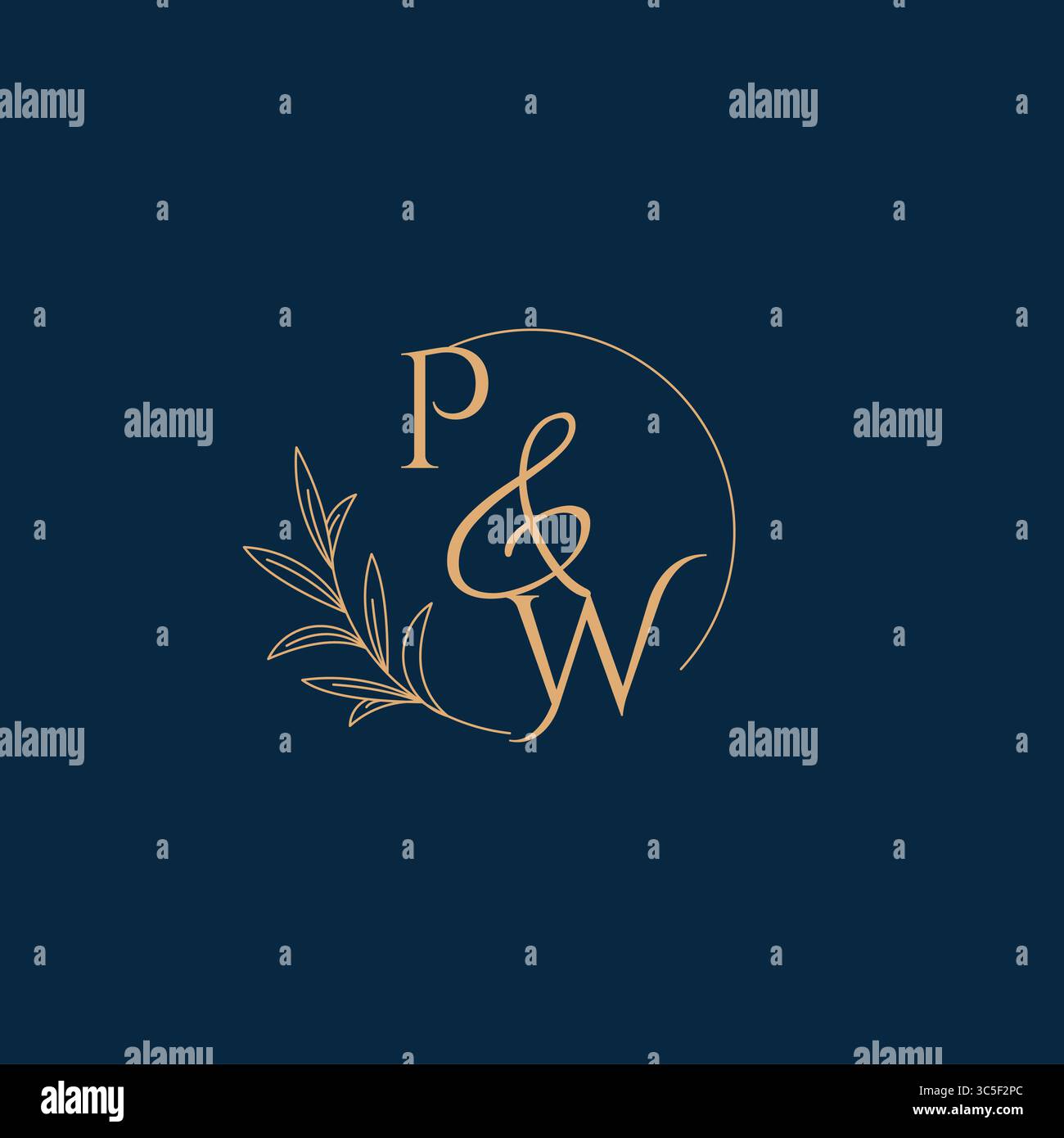 Logo PW Initial Wedding Monogram con grafica vettoriale minimalista Illustrazione Vettoriale