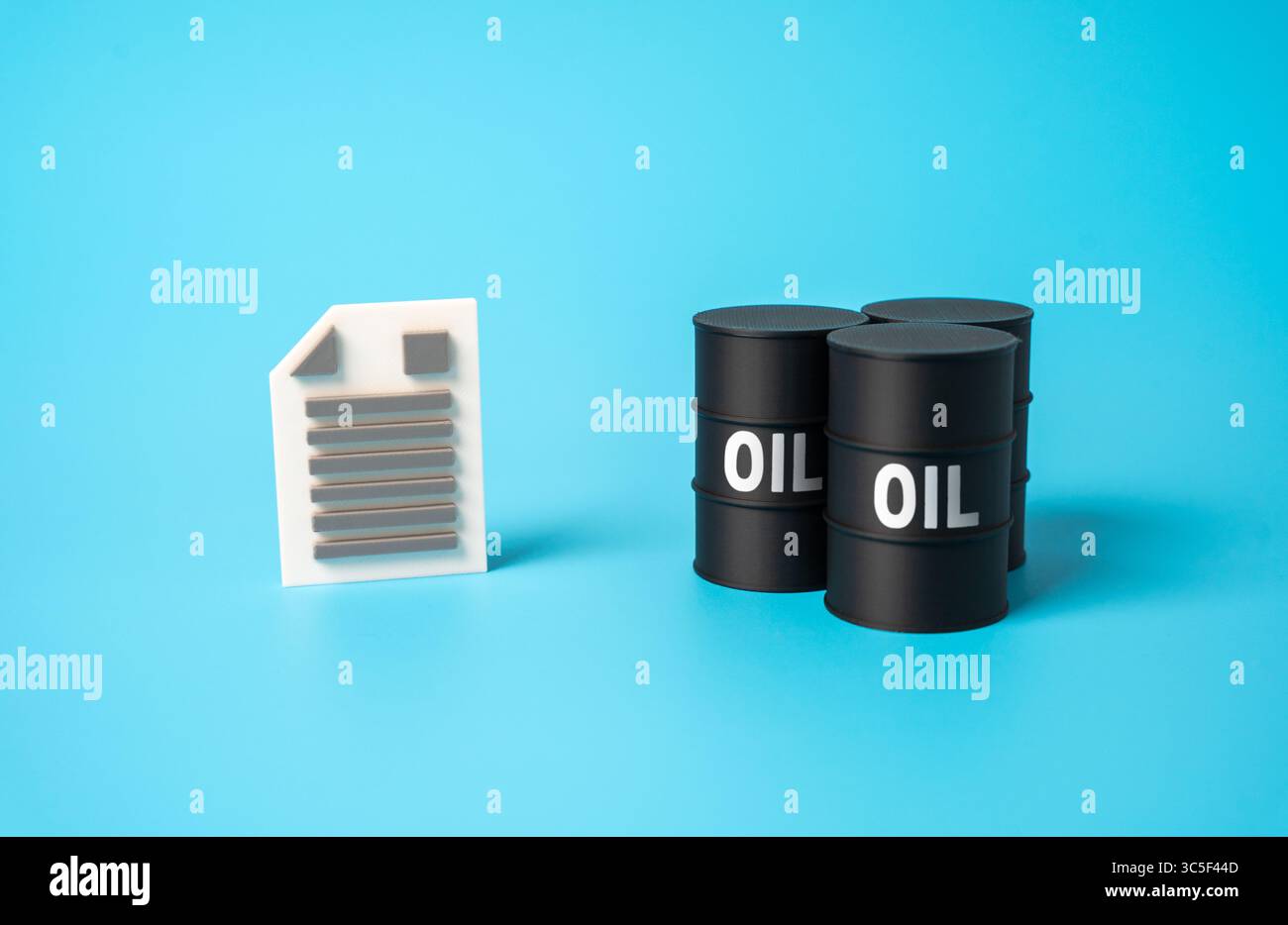 Future sul petrolio. Un contratto per la consegna del petrolio. commercio speculativo, previsioni del mercato dell'energia. Contratti per la catena di approvvigionamento. Copertura degli investimenti e promozioni Foto Stock