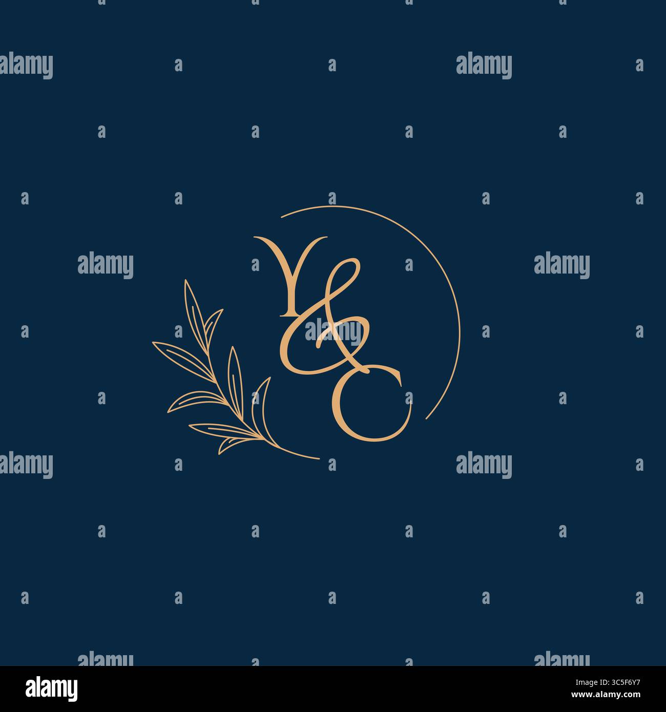 Logo YC Initial Wedding Monogram con grafica vettoriale minimalista Illustrazione Vettoriale