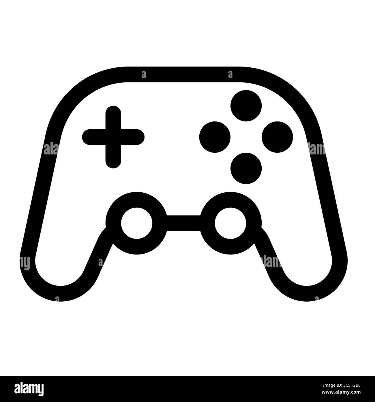 Icona del profilo del gamepad, icona del joystick. Apparecchiature per videogiochi. Stile contorno. 48x48 px Illustrazione Vettoriale