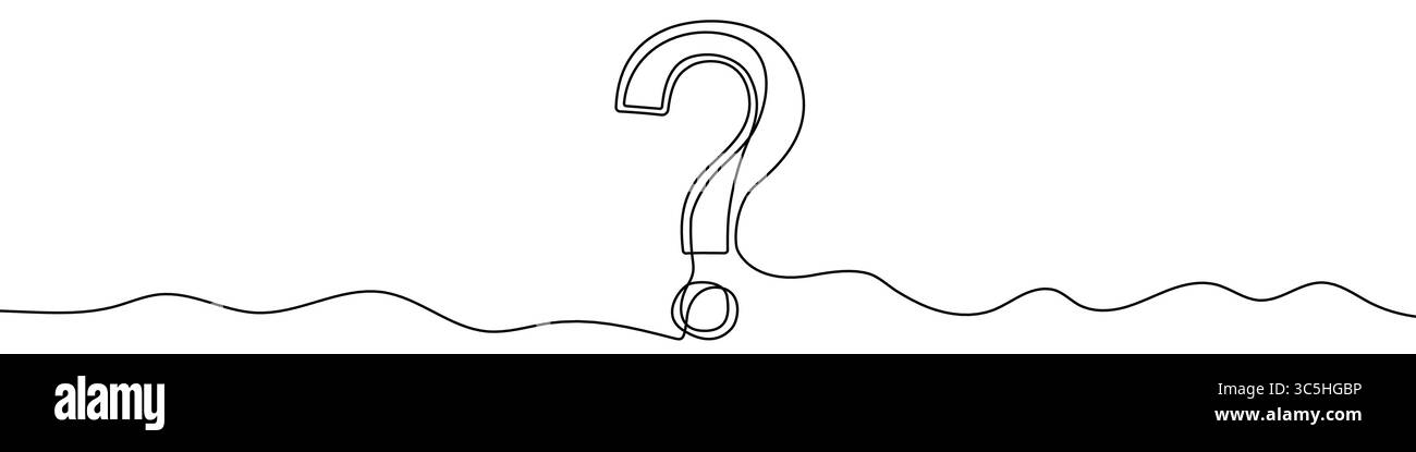 Disegno continuo modificabile del punto interrogativo. Punto interrogativo in stile riga. Illustrazione Vettoriale