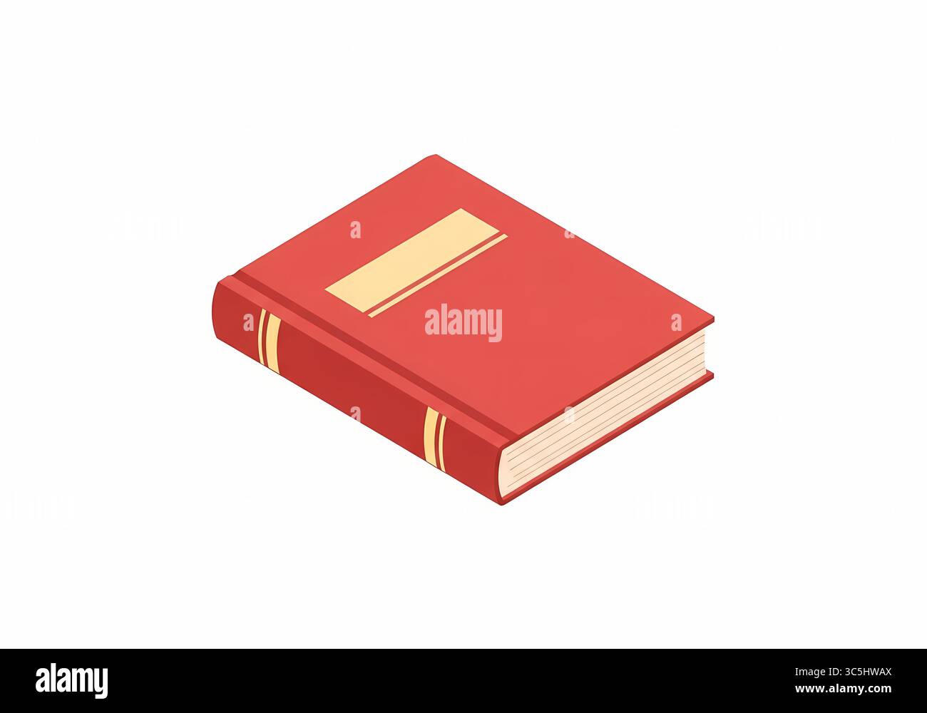 Un'illustrazione vettoriale in stile piatto di un libro rosso in vista isometrica, perfetta per temi relativi all'istruzione, all'alfabetizzazione e al moderno design grafico. Foto Stock