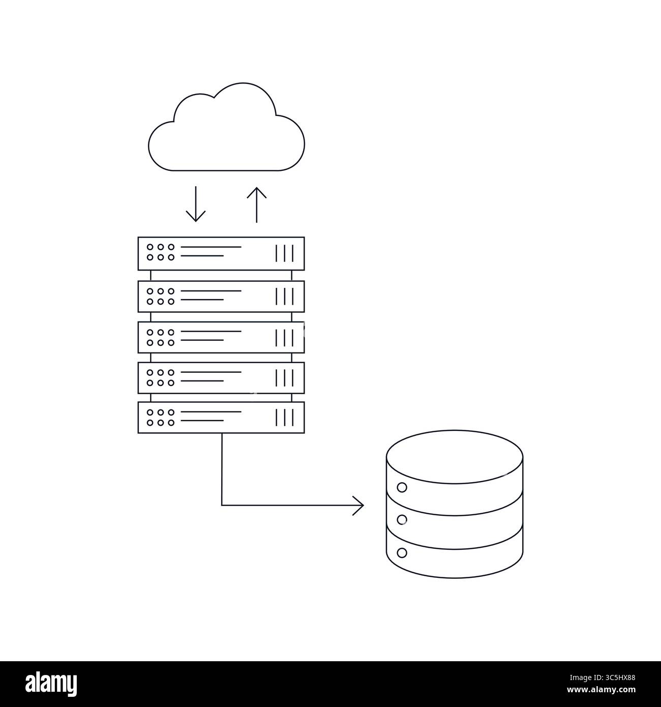 Illustrazione del vettore di rete del cloud computing e del server. Illustrazione Vettoriale