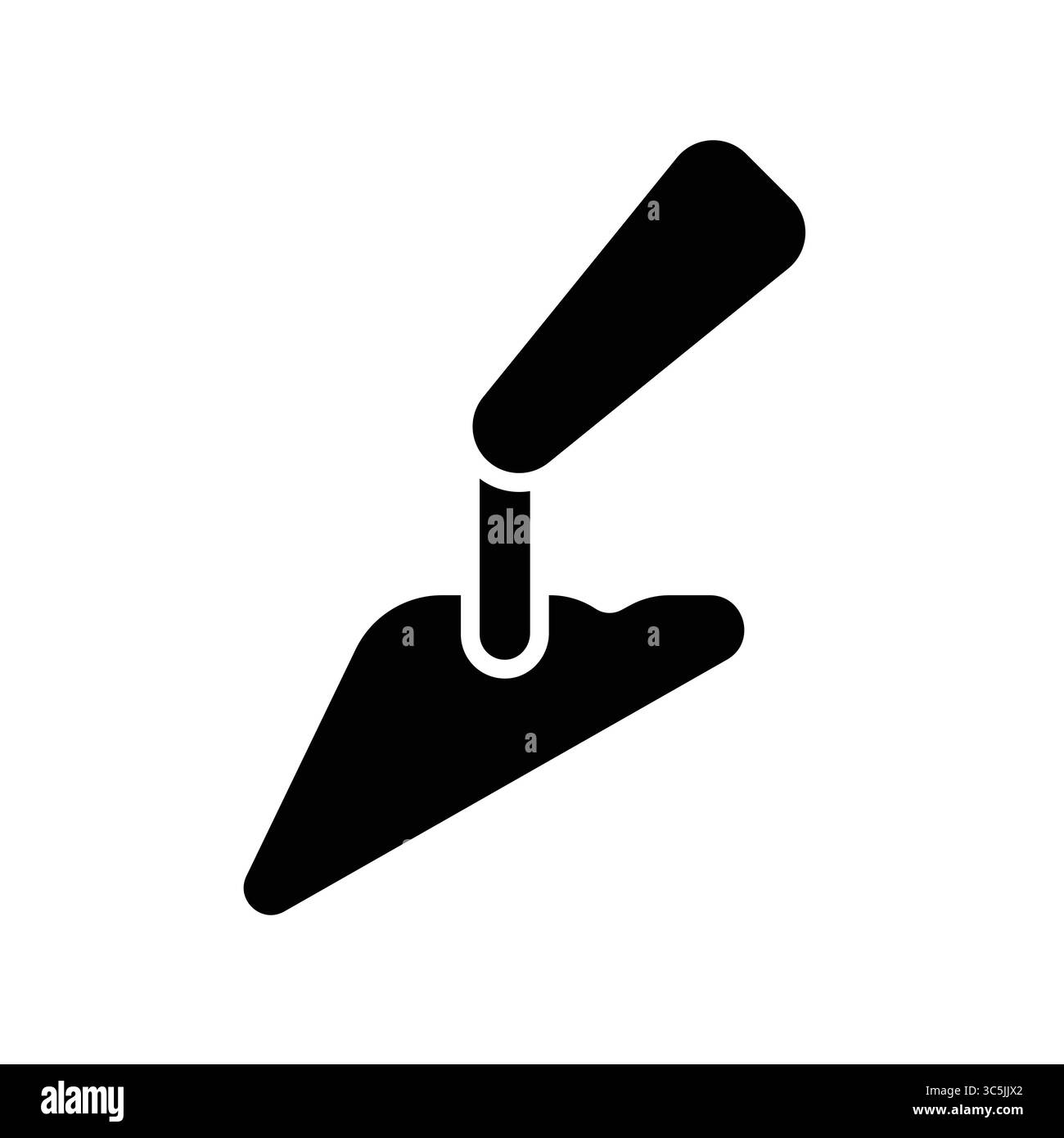 Cazzuola nera con manico progettata per lavori di costruzione e muratura. Questo utensile offre durata e precisione per varie attività di costruzione e re Illustrazione Vettoriale