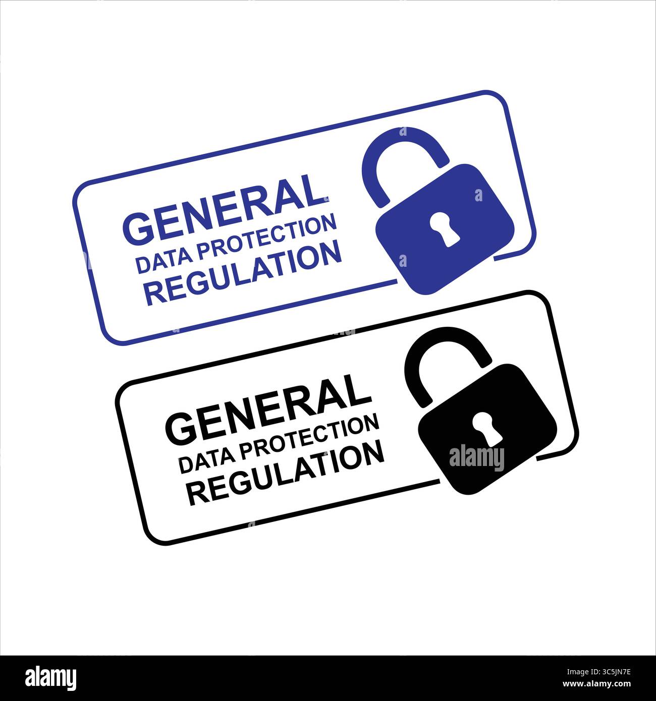 Etichette con le norme generali sulla protezione dei dati con icone con lucchetto per la conformità Illustrazione Vettoriale