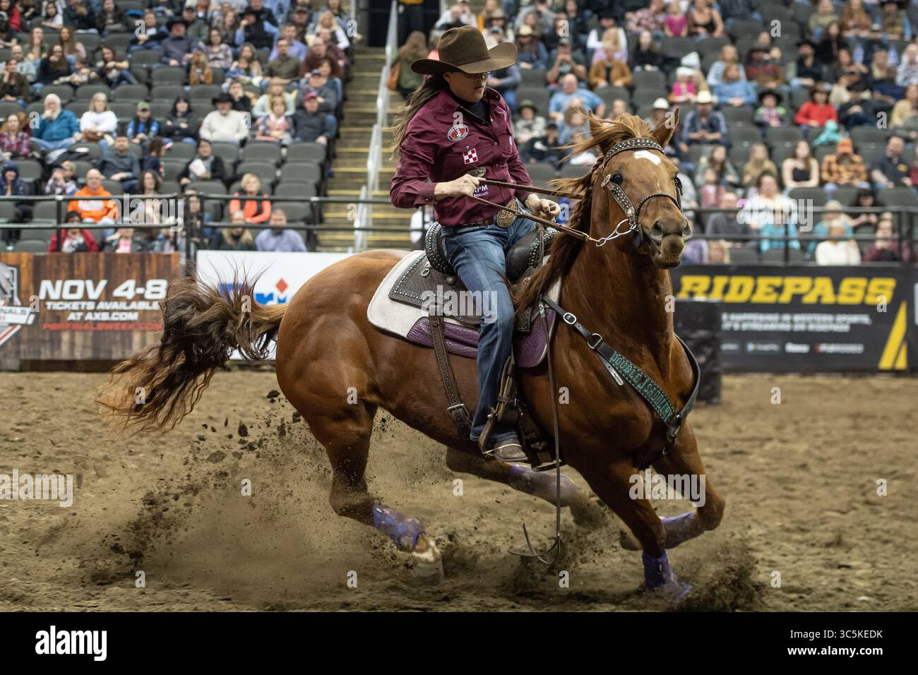 28 febbraio 2020, Kansas City, Missouri, Stati Uniti: BRITTANY POZZI TONOZZI partecipa all'evento Barrel Racing allo Sprint Center di Kansas City, Missouri. (Immagine di credito: © Amy Sanderson/ZUMA Wire) Foto Stock