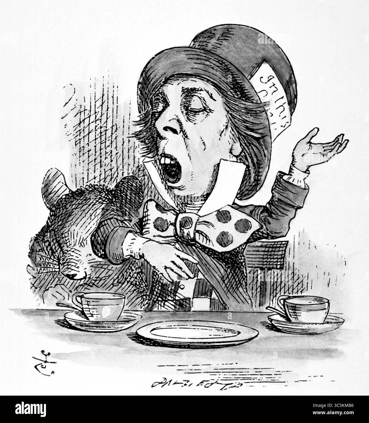 Il Cappellaio Matto. Illustrazione di John Tenniel del Cappellaio Matto da Alice's Adventures in Wonderland , 1865 Foto Stock