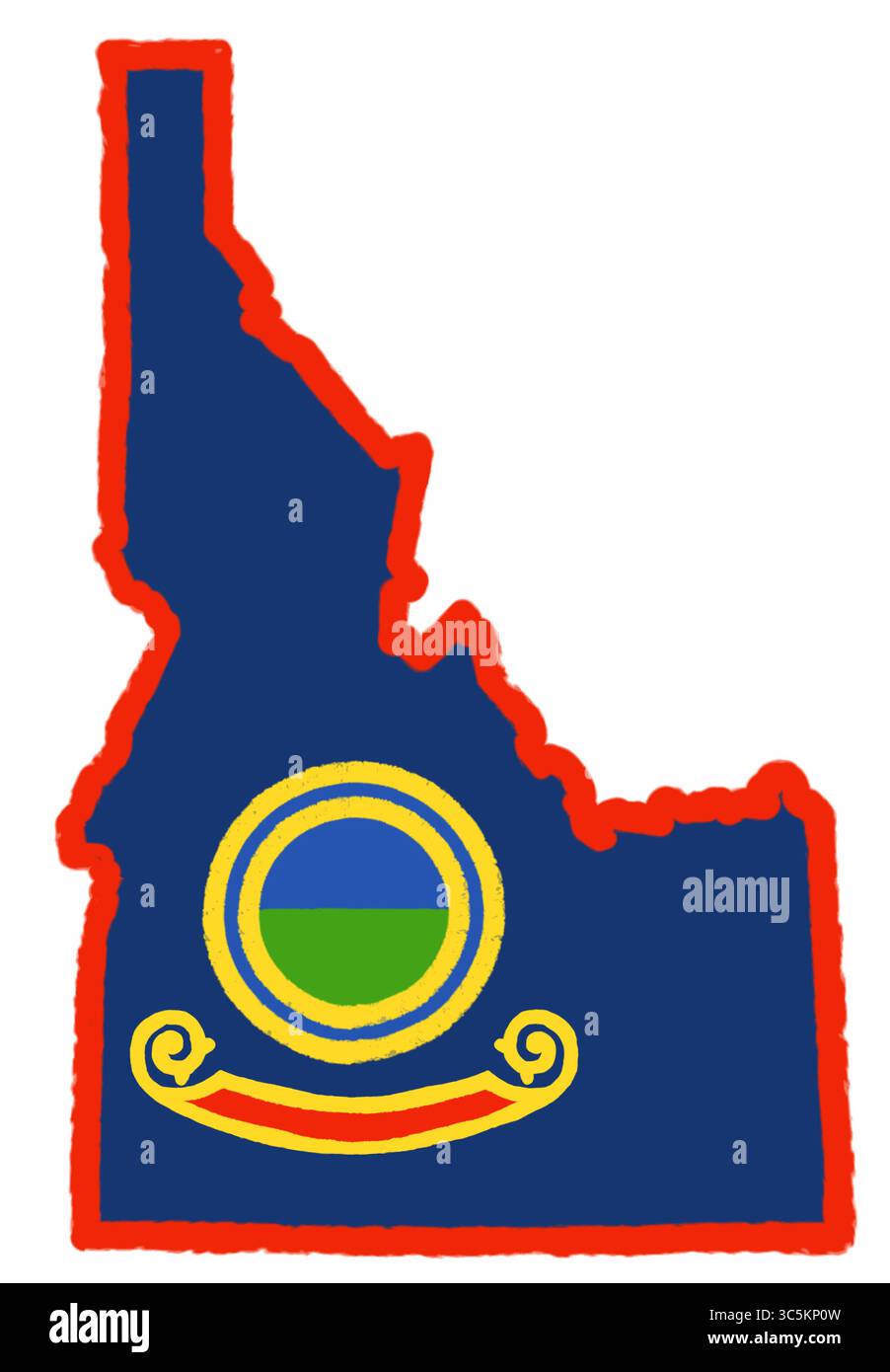 Mappa vettoriale dello stato dell'Idaho - illustrazione dal design piatto e pulito della silhouette dello stato degli Stati Uniti, ideale per infografiche, web design, istruzione, stampe, o creativi professionisti Foto Stock