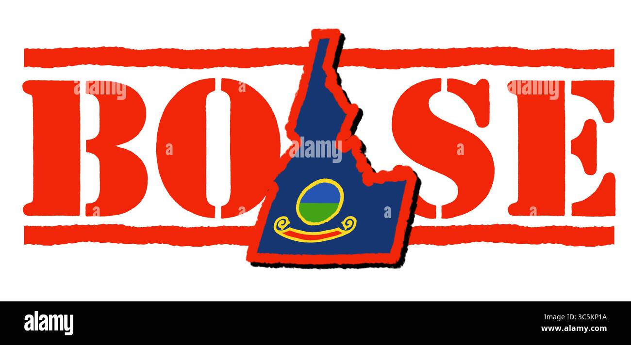 Mappa vettoriale dello stato di Boise Idaho – illustrazione pulita e piatta della silhouette dello stato degli Stati Uniti, ideale per infografiche, web design, istruzione, stampe, bandiera Foto Stock