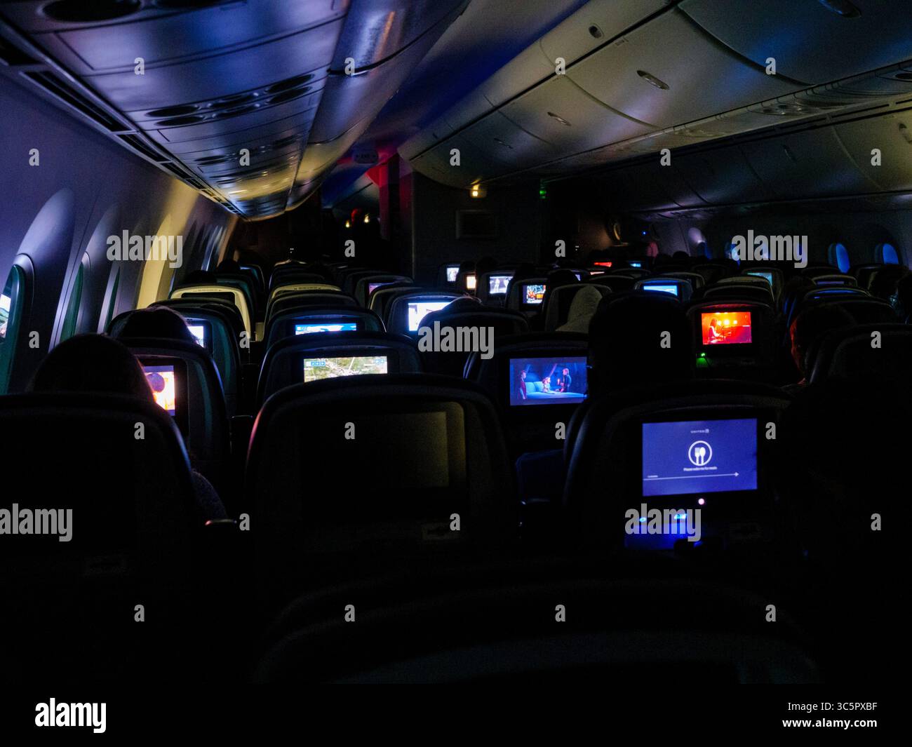 18 marzo 2020, Canada: I passeggeri dell'UA900 da Londra a San Francisco sono stati sistemati come di consueto nonostante siano molti posti liberi sull'aereo durante l'epidemia di Covid-19 (Novel coronavirus). Gli altri posti erano più costosi, ma lasciarono vuoti nonostante il relativo affollamento nella sezione "economia". (Immagine di credito: © David Gross/ZUMA Wire) Foto Stock